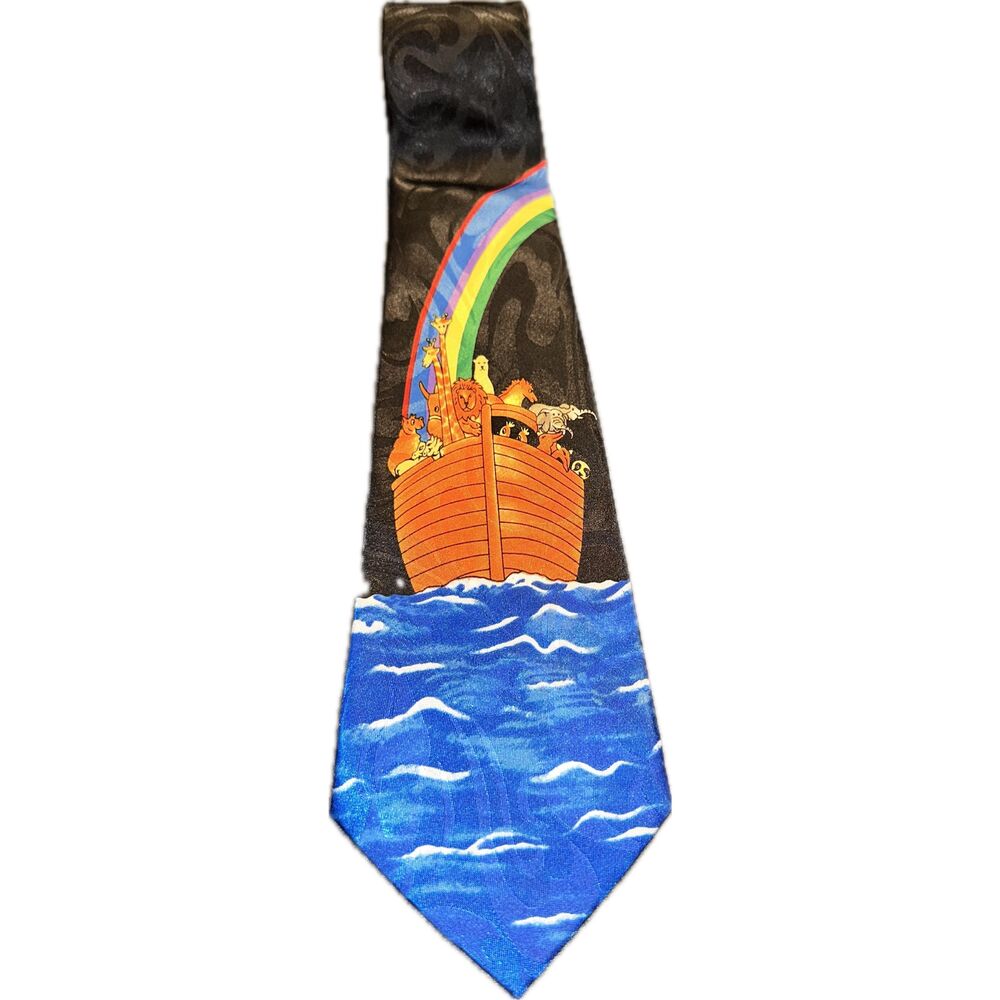 Fratello Men’s Tie Blue Black Noah's‎ Ark Hand Made
